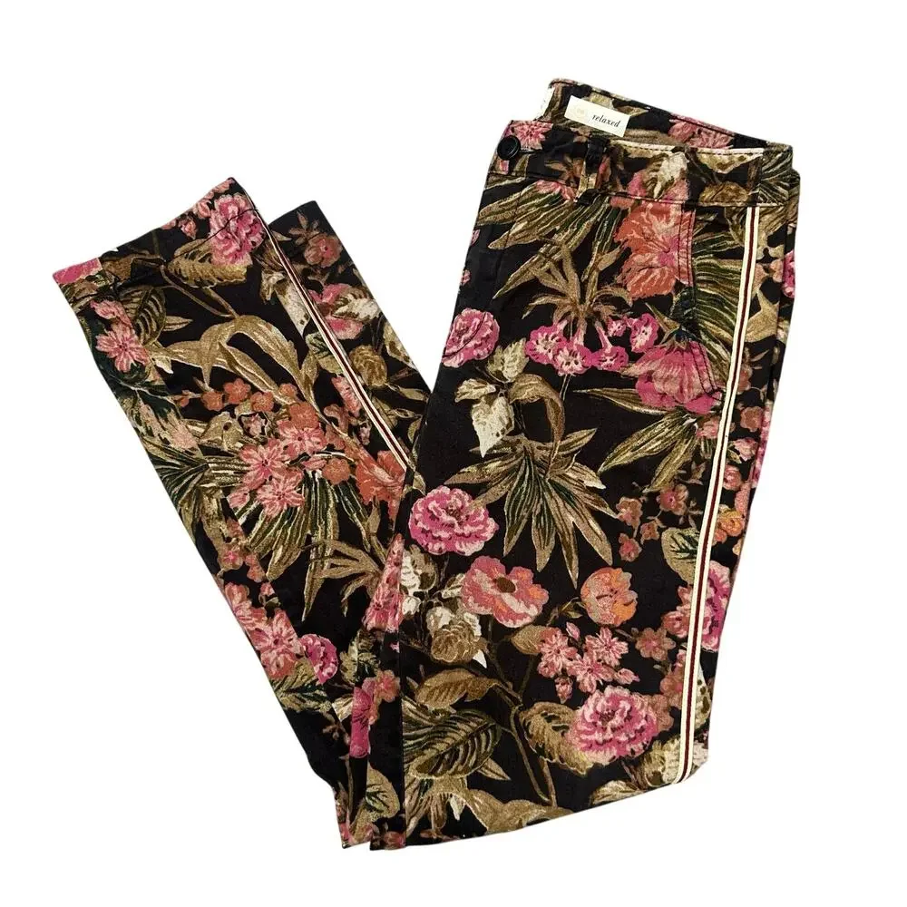 Anthropologie Relaxed Chino Pants Botanical Floral Print